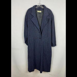 Vintage Jimmy Hourihan Donegal Tweed Coat Herringbone Blue Size 10